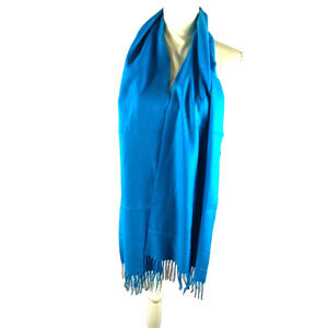 Cashmere Feel Rectangle Scarf Turquoise Blue 72" X 12" Beach Ocean Waves